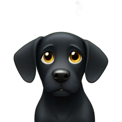 Black dog watching cricket emoji