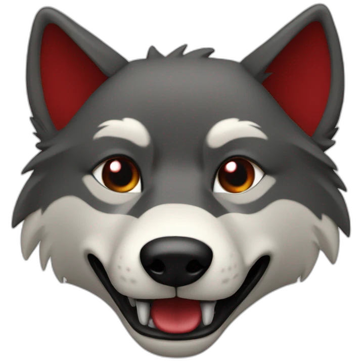 Wolf in happy red and black colour only emoji