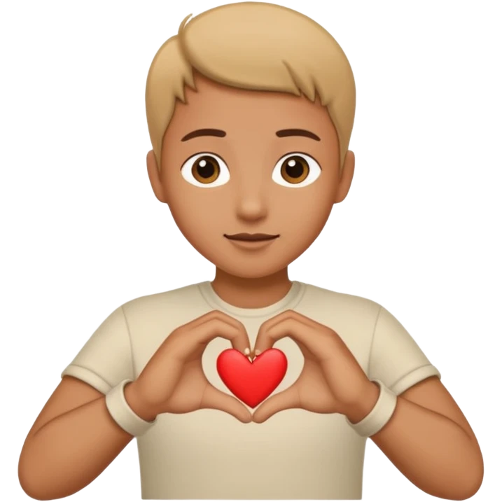 Corazón uniendo los dedos corazon y pulgar entre dos manos, cómo si se estuviera haciendo pisrola emoji