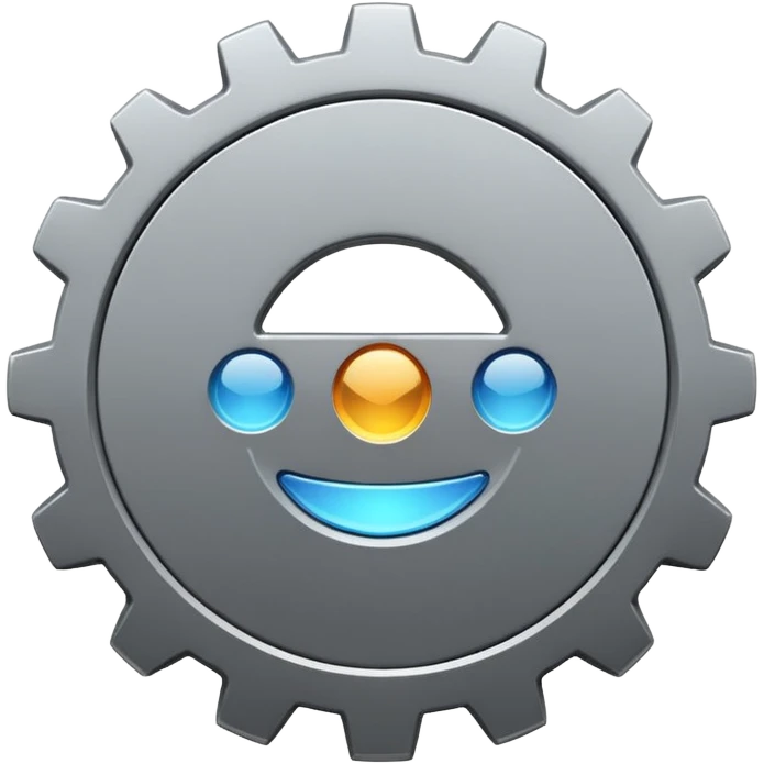 settings gear icon for site navigation. just one gear. no happy face, just grey emoji