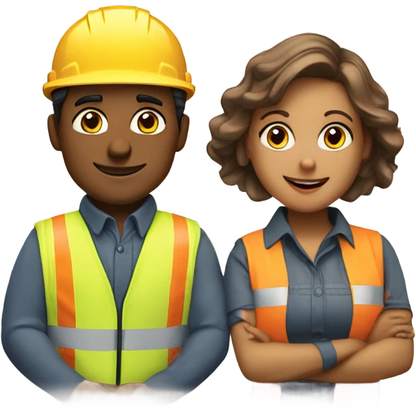 siblings woman and man builders emoji
