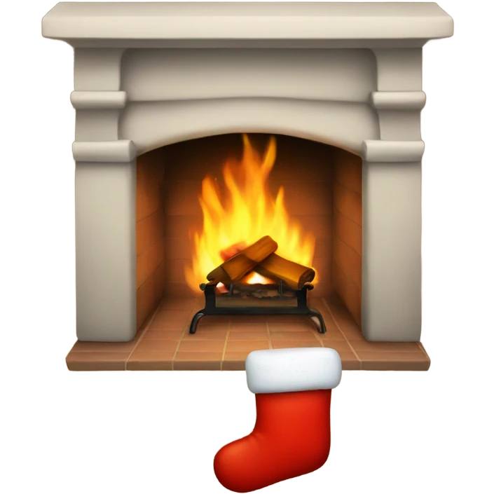 Fireplace with stocking emoji