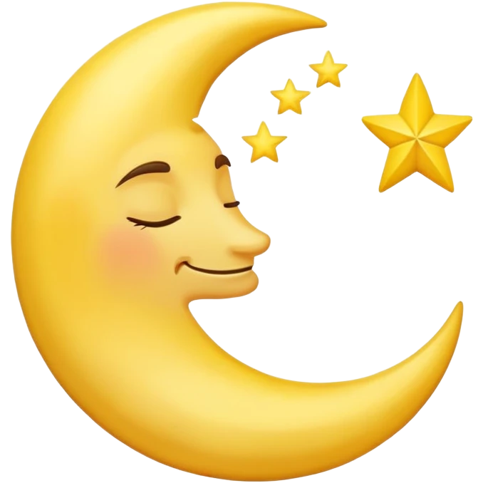 A crescent moon with a sleepy, peaceful face emoji