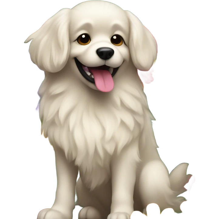 happy dog with Flower ￼ emoji