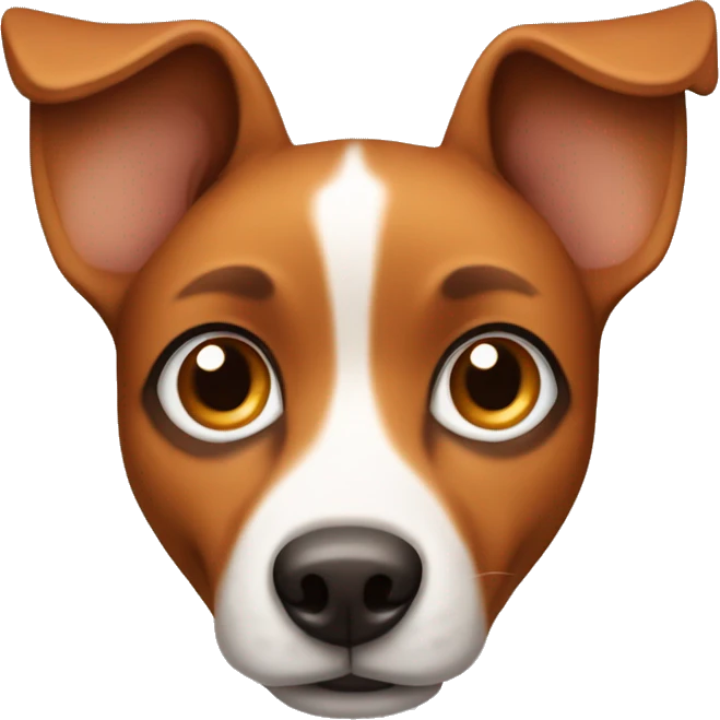 Orange brown Street dog with big pointy ears big eyes and a white nose emoji
