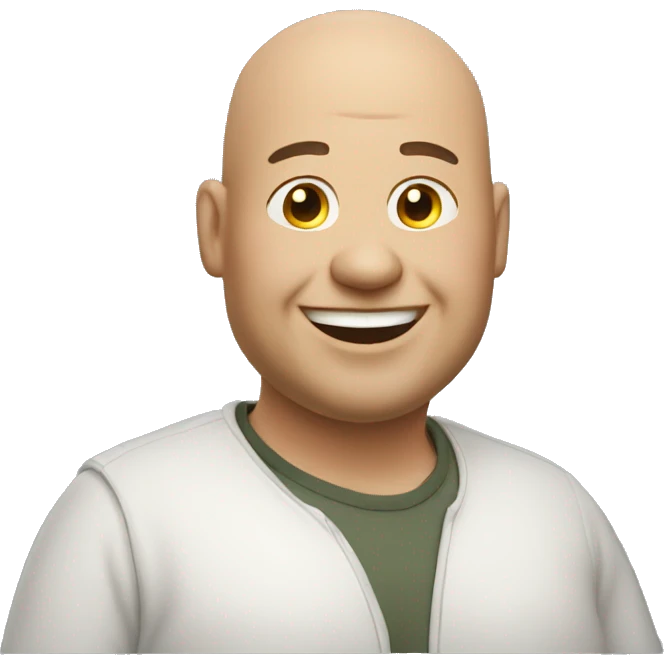 Fat bald men 30 yo with smile emoji