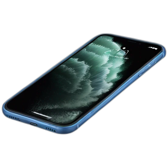 Un iPhone 15 Pro Max bleu realiste emoji