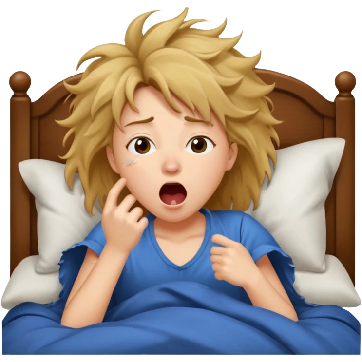 A girl waking up in bed emoji