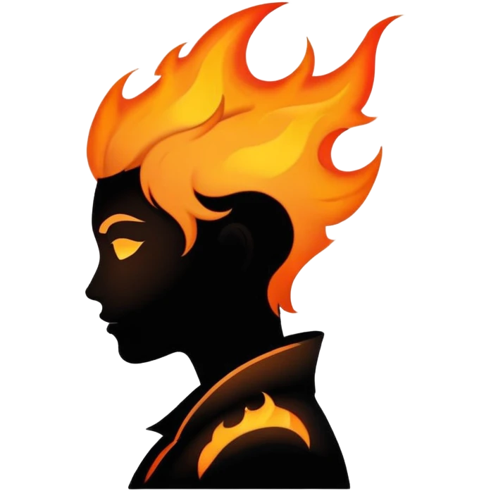 silhouette side profile with flame for hair emoji