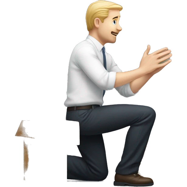 white Man proposing  his hand and by kneeling down with a box that has a ring in it emoji