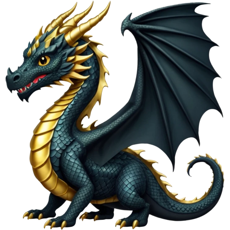 Black and gold Fantasy dragon emoji