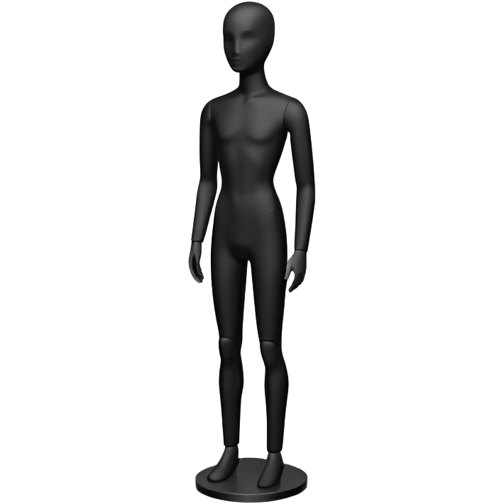 Minimalistic flat vector icon, iOS style, thin black contour on white background. Matte black mannequin in front of in 3D monochrome style. emoji