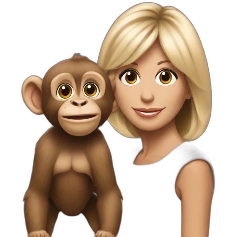 Brigitte Macron avec un singe emoji
