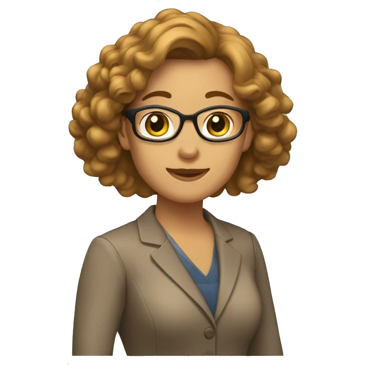 profesora con pelo castaño claro y liso saludando emoji