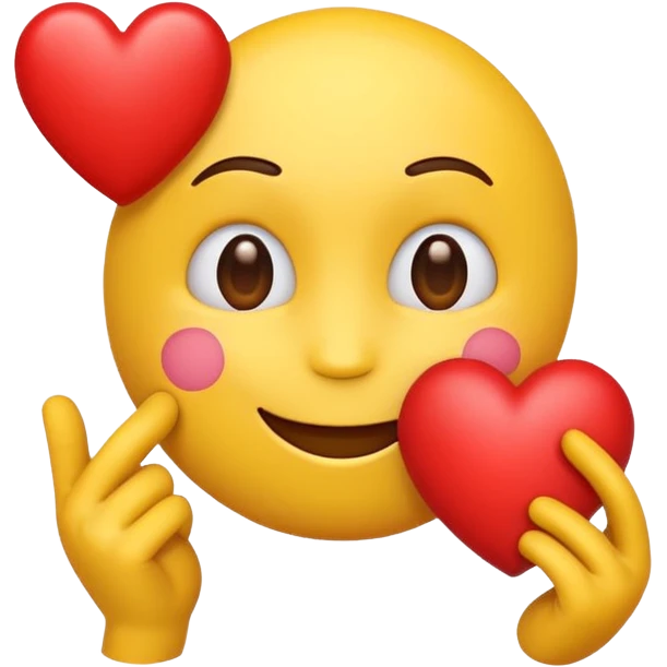 Yellow emoji holding a heart emoji