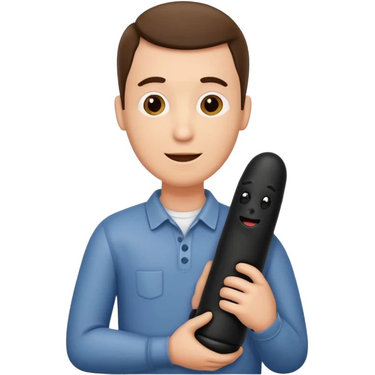 Man hugging a Penis dildo emoji