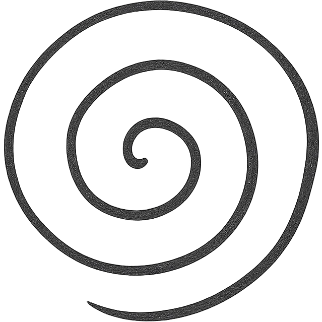 minimal monochrome icon of a spiral or swirl, black outline, abstract and creative emoji