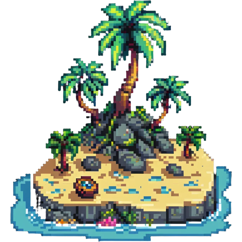 deserted island with treasure emoji