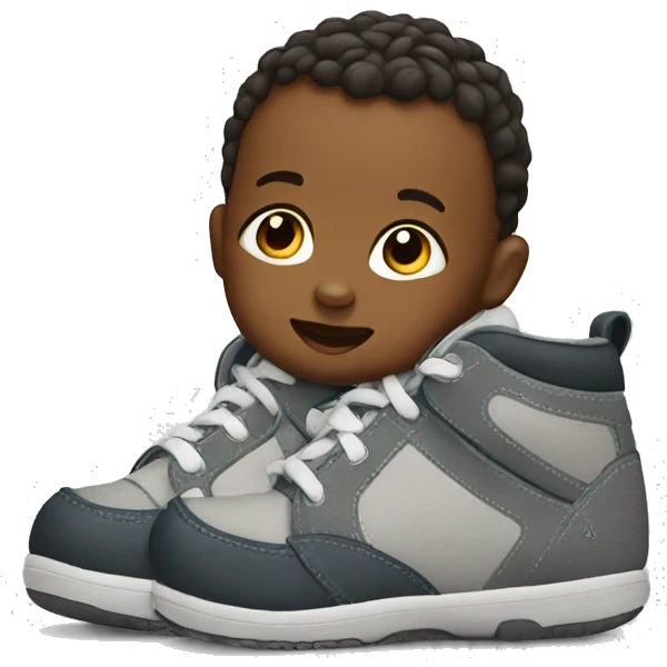 A baby with a big shoes emoji