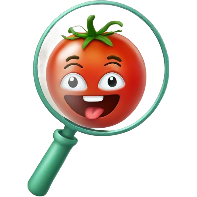 happy tomato with magnifying glass in hand emoji