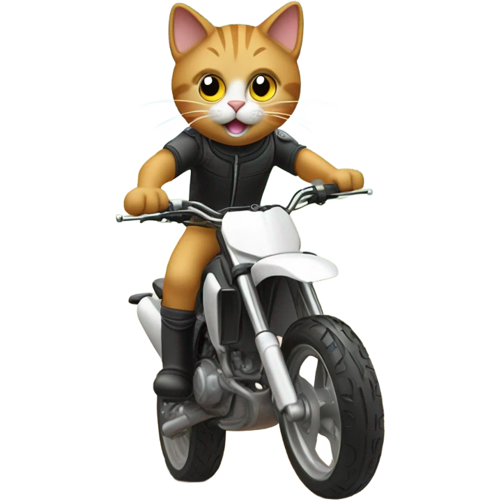 Cat riding Dirtbike wheelie emoji