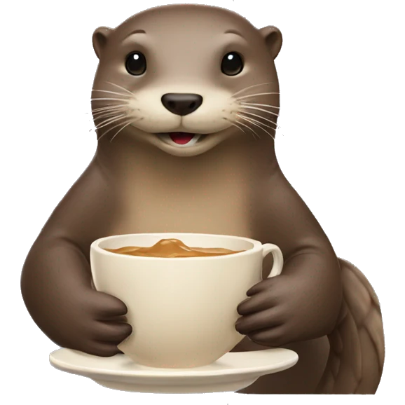 Otter drinking tea and eating peanut butter sandwich emoji