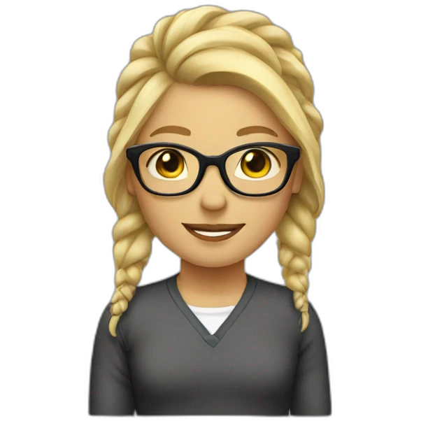 blond Hair tied back with glasses emoji