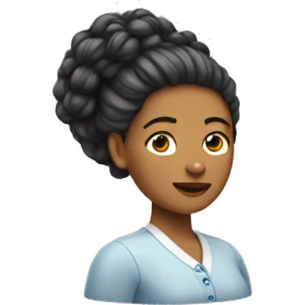 a woman with her hair raised with a pin emoji