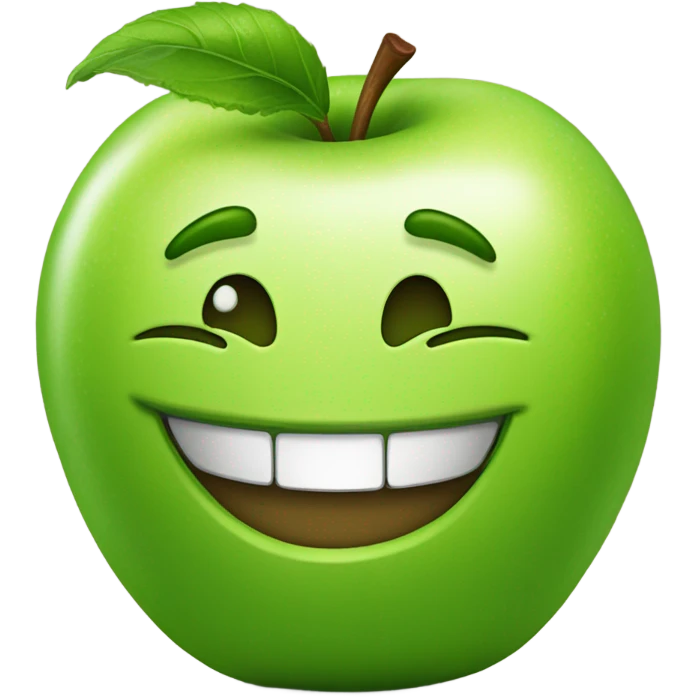 Green apple with smiling face emoji