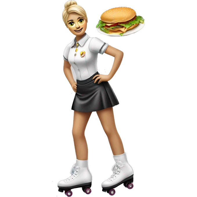 waitress on roller skates McDonald's uniform dress realistic  emoji