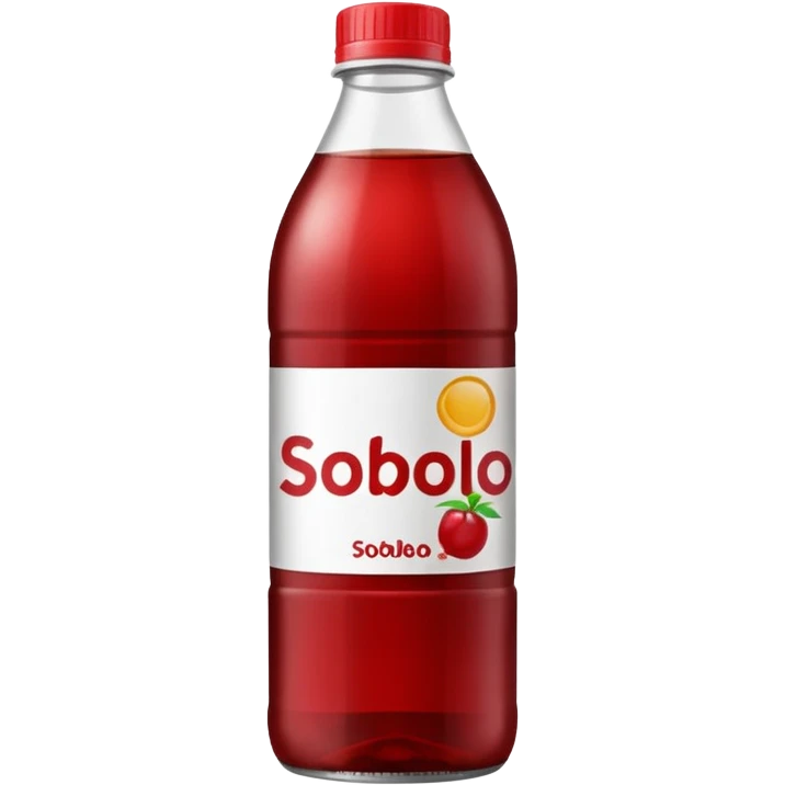 make a sobolo(ghanain drink) make it be in a bottle and the label should say sobolo and spell it like this and the drink dark red a plastic bottle emoji