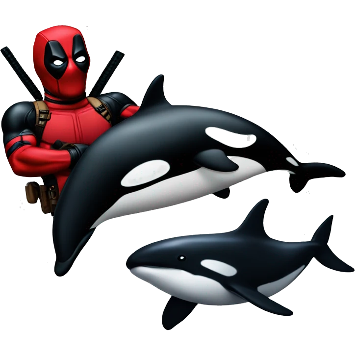 Deadpool shooting an orca emoji