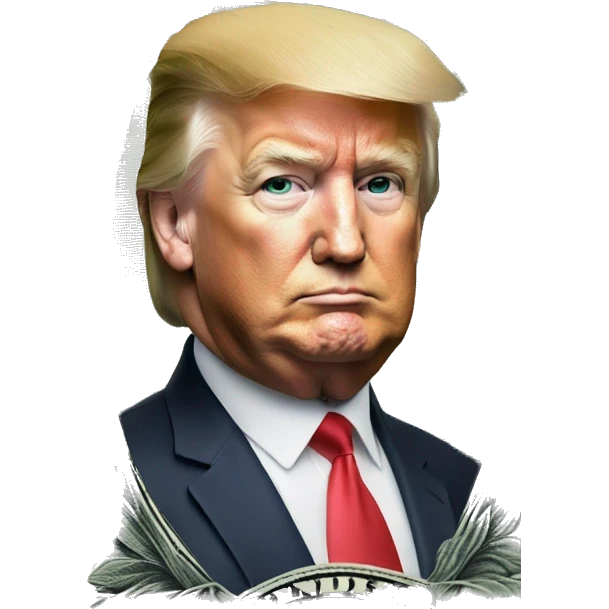 Donald Trump on one dollar bill emoji