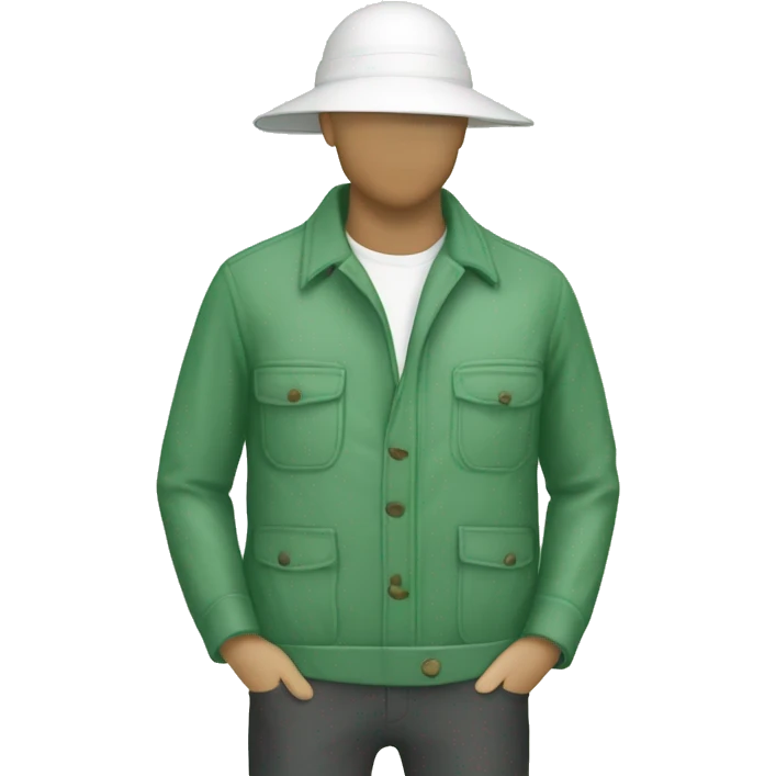 gardener pith helmet jacket white green trees  emoji