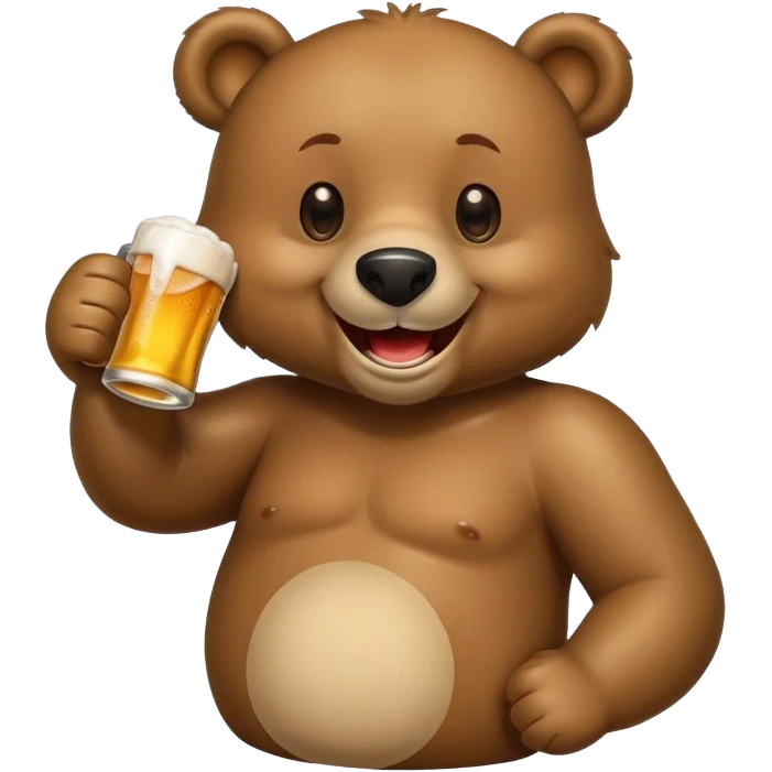 Happy Bear drinking beer emoji