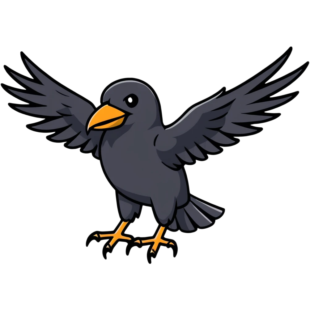 crow with black wings and white breast emoji