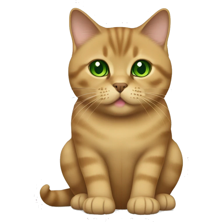 Golden brown british shorthair cat with green eyes emoji