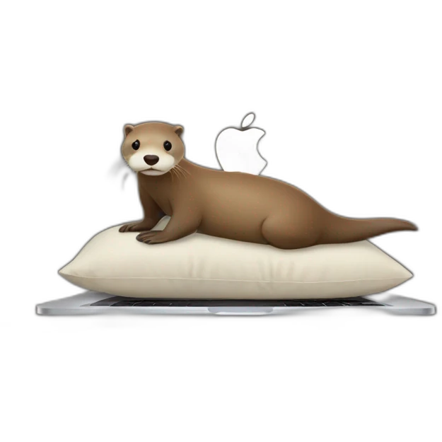 otter using a macbook with its back against a pillow emoji