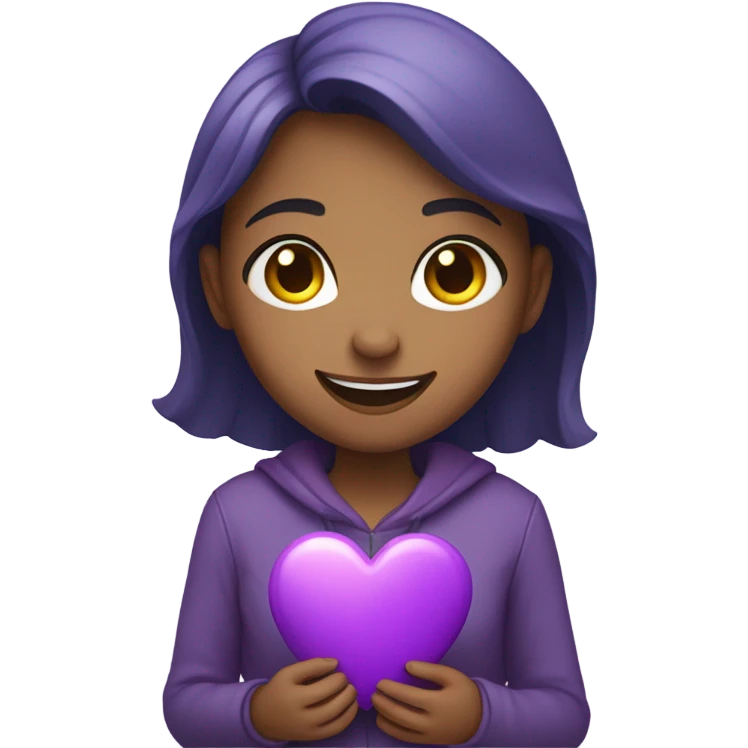 Girl with a purple heart emoji