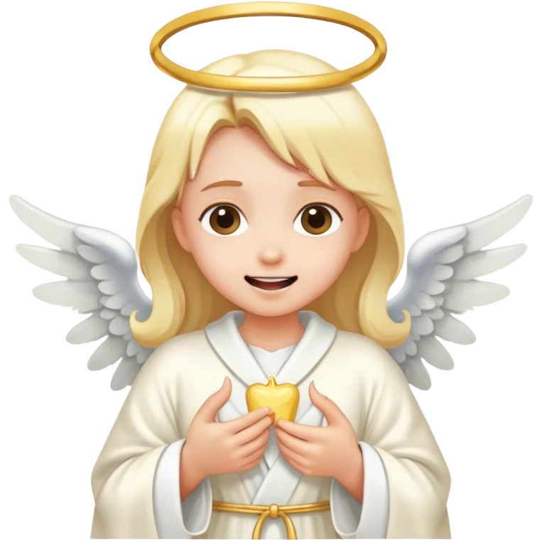 girl with angel robe and a tooth in her hand emoji