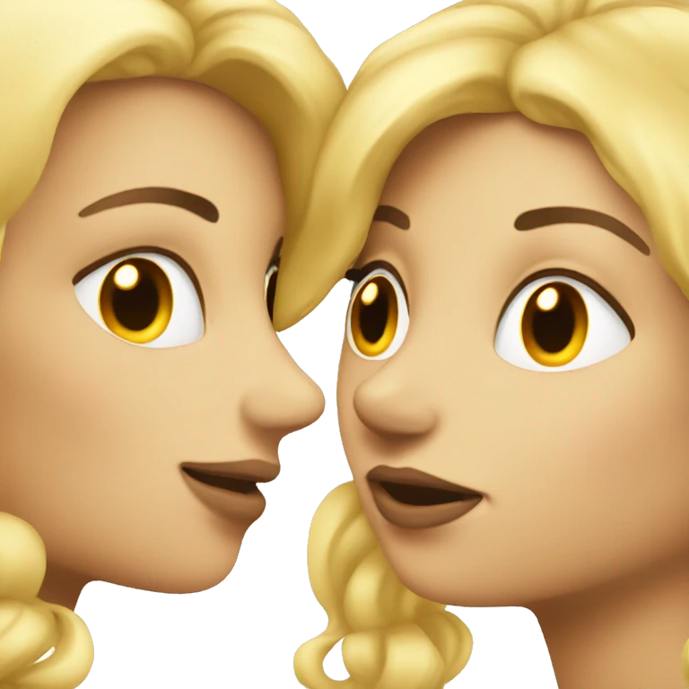 lesbians kissing. One is older and blond emoji