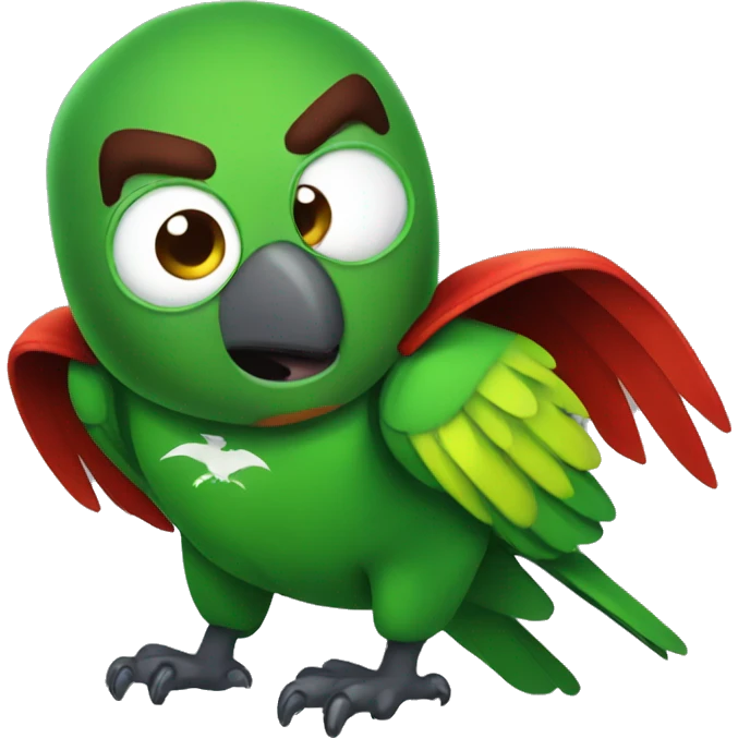 Scary parrot superhero emoji
