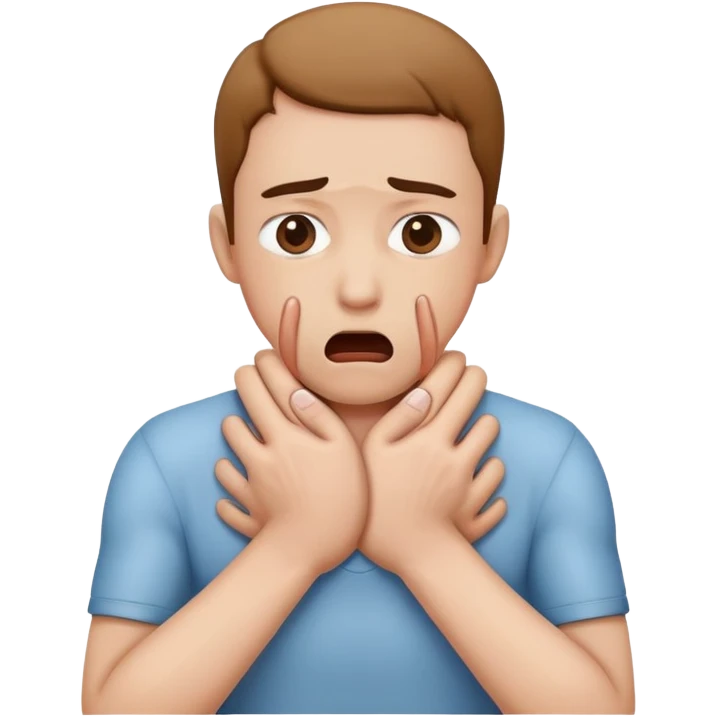 Person choking themselves with both hands  emoji