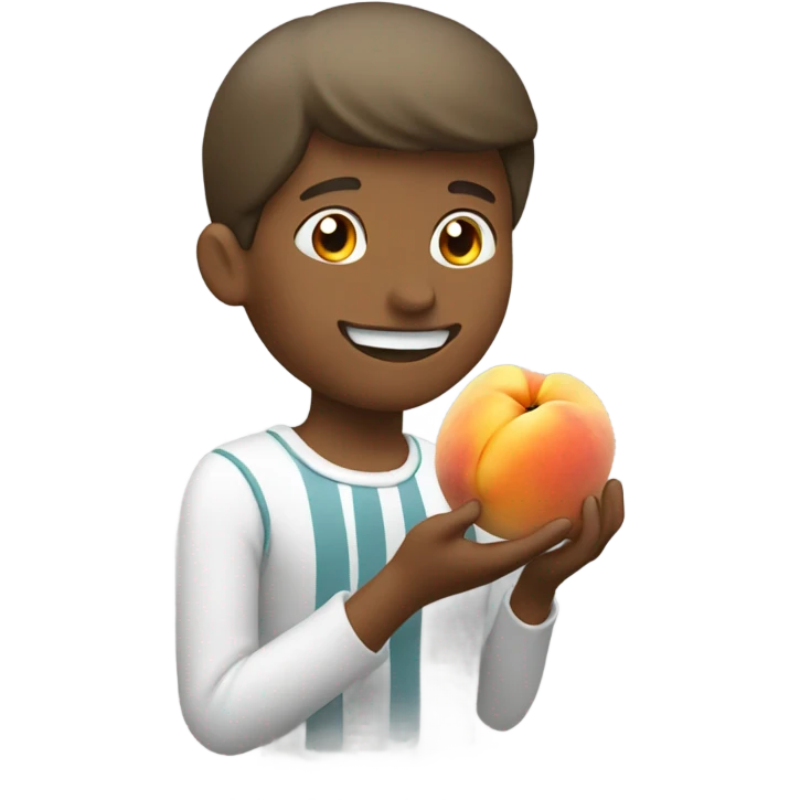 happily eating a peach  emoji