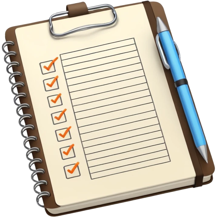 open notebook with a checklist emoji