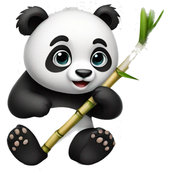 panda with bamboo stick emoji