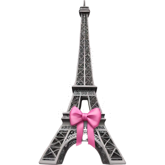 Eiffel Tower with a pink bow on top emoji