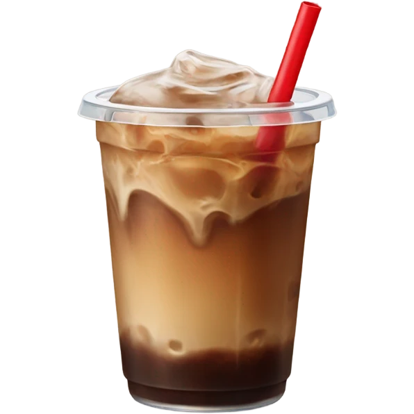 Iced coffee with red straw emoji