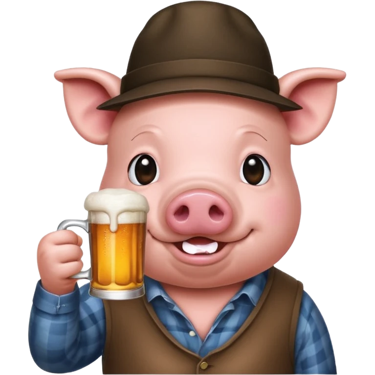 Pig drinking beer emoji