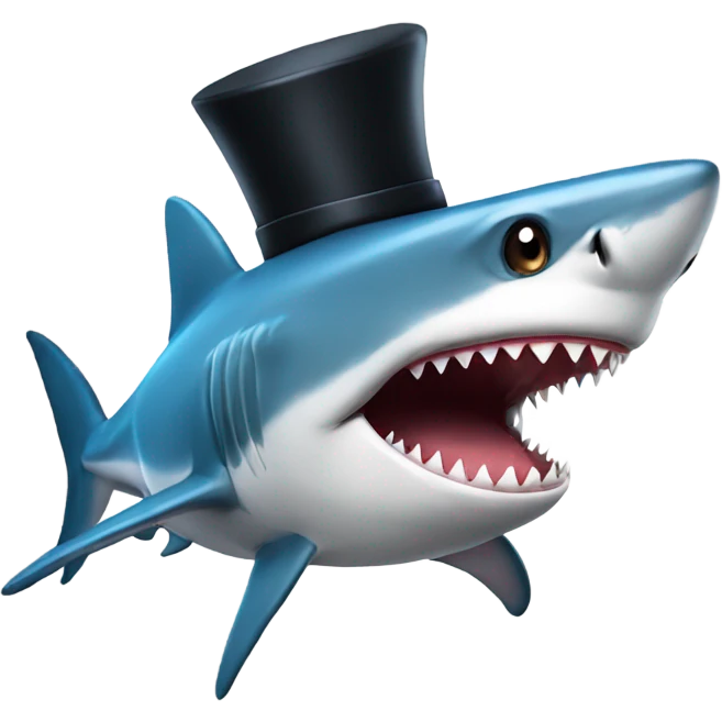 Shark with a top hat emoji